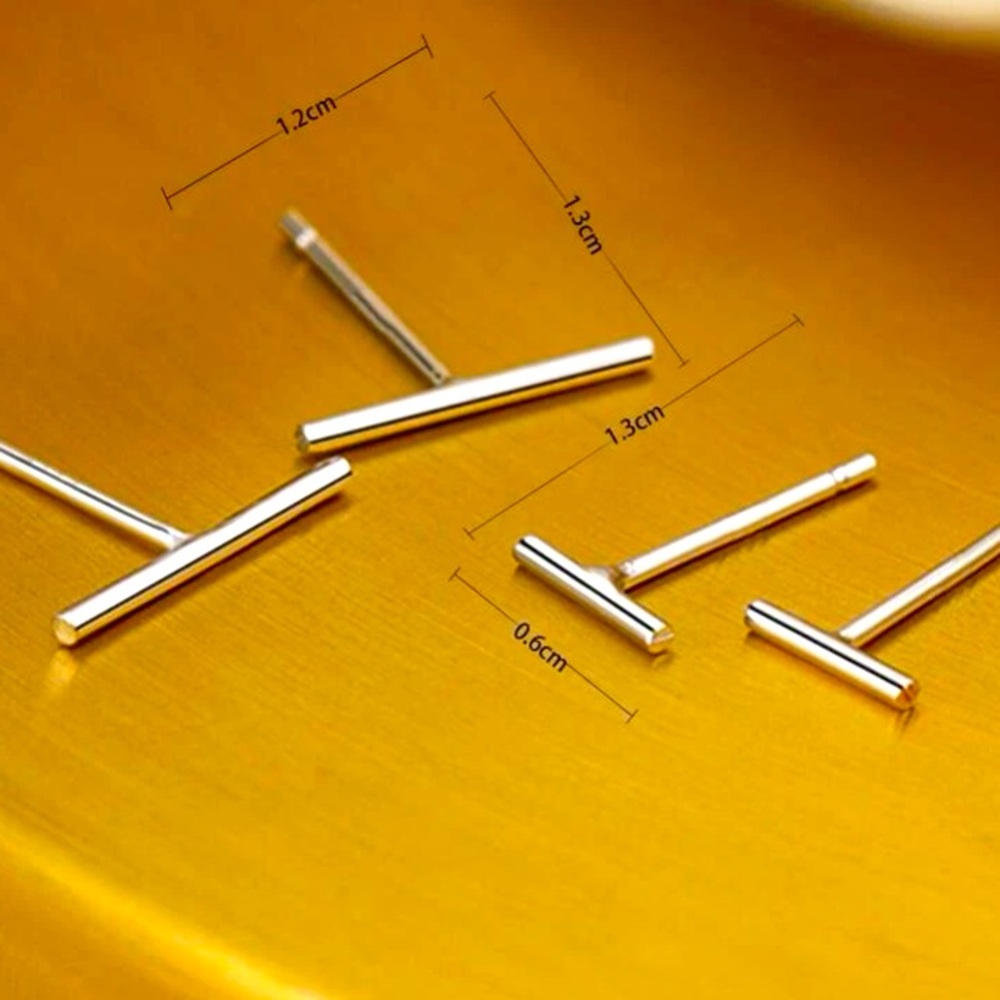 Minimalistic [SILVER] Simple Modern Bar Stud Set | 2 Pairs! - Picture 5 of 11